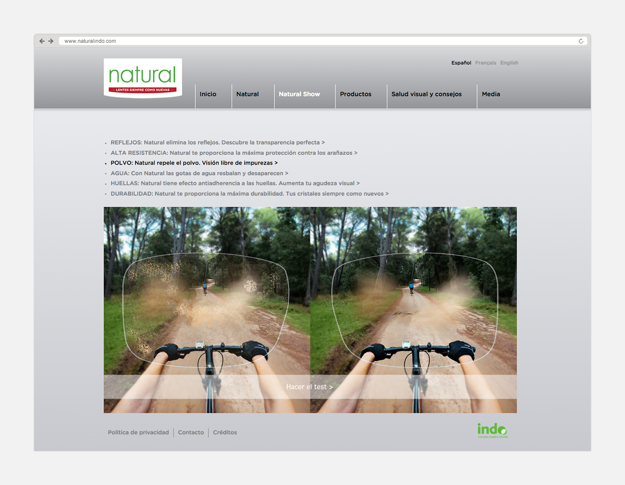 Diseño y programación web Natural Indo